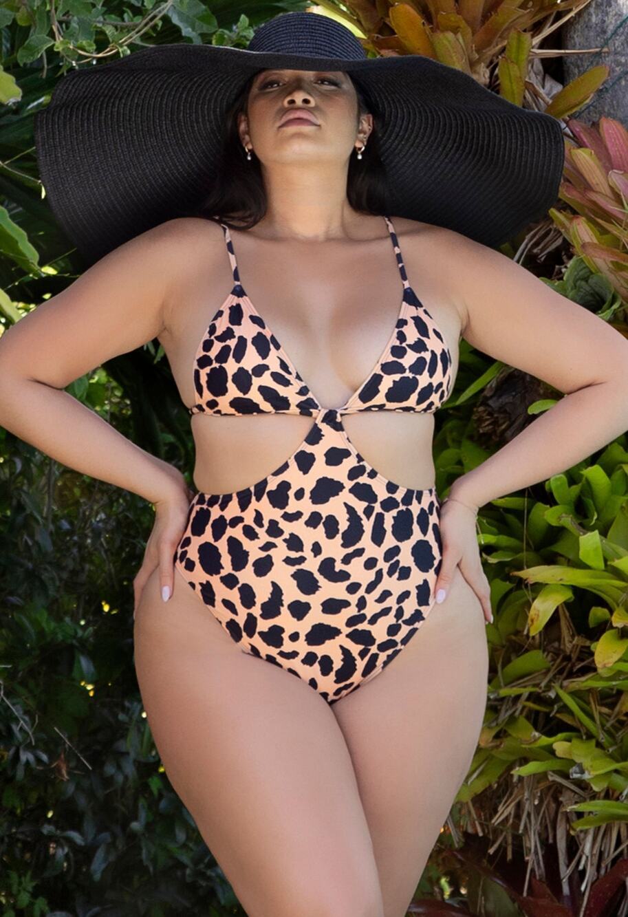 MATTE Collection Jaguar Monokini Swimsuit Tan/Black Size L